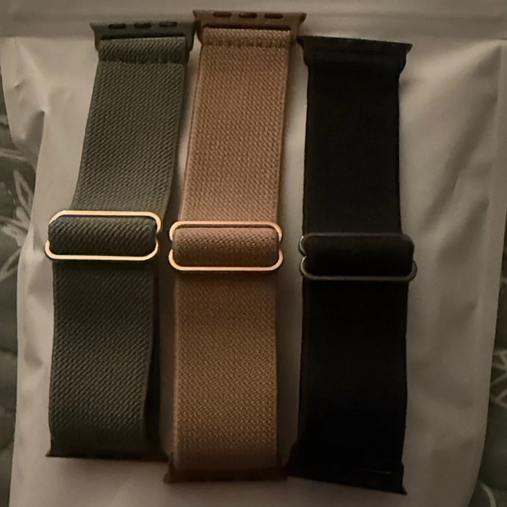 Set of Three Watch Bands - Black, Tan, and Army Green for Apple Watch ⌚️